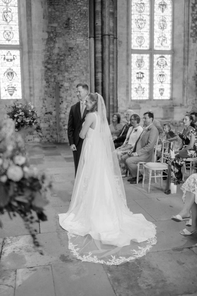 Black and white photograph of a first dance