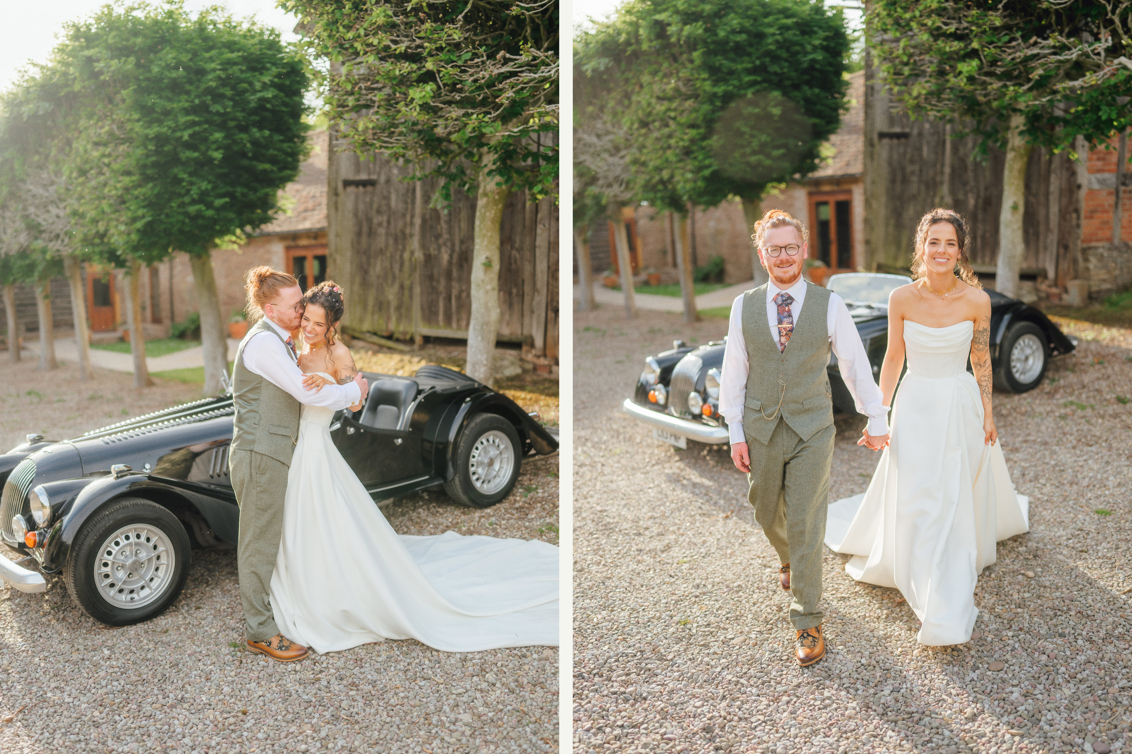 Emma and Alistair by the car