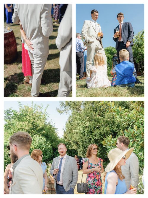 Guests in the garden before the ceremony